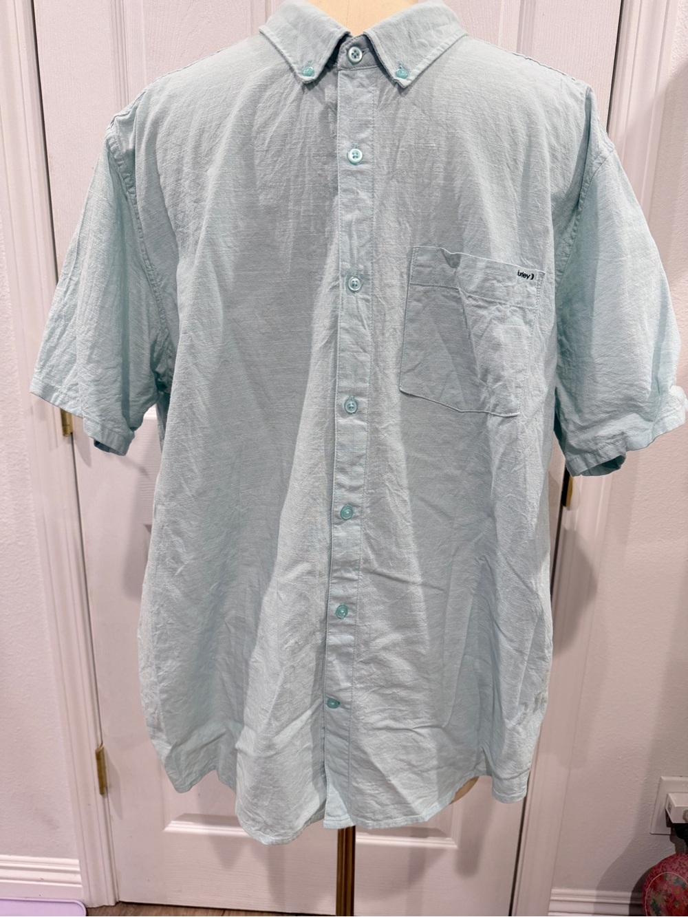 Hurley Light Mint Short-Sleeve Button-Down Shirt - XXL